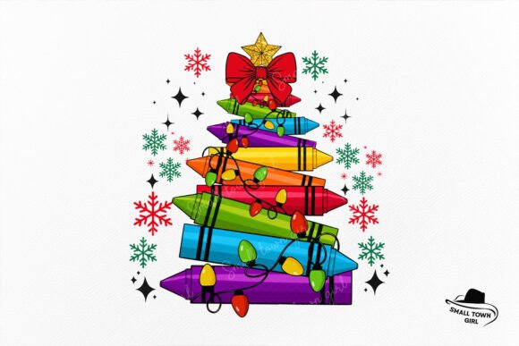 Christmas Crayon Tree Teacher Pencil Png: Festive Design Asset