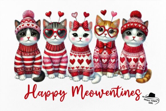 Cute Valentine Cat Happy Meowentines: A Purrfect Design Asset