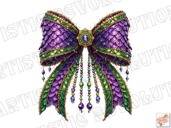 Glitter Coquette Mardi Gras Png Bow Png