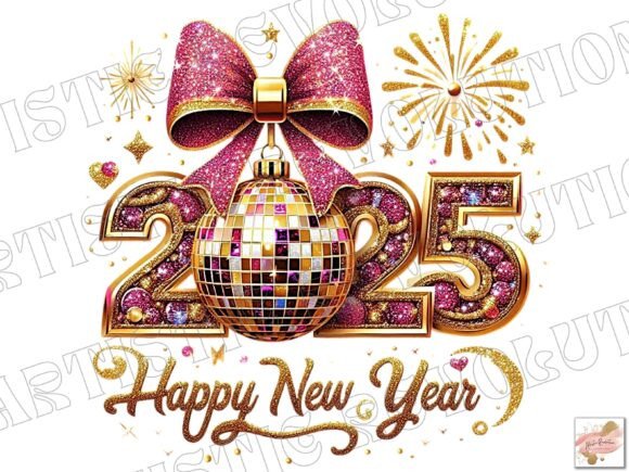 Glitter Gold Happy New Year 2025 Png: Your Festive Design Asset