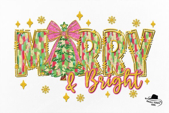 Glitter Pink Christmas Merry and Bright: A Festive Design Asset