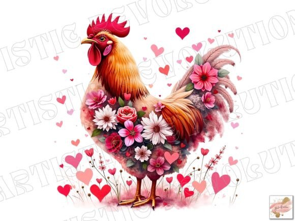 Unleash Charm with Western Floral Chicken Valentine PNG